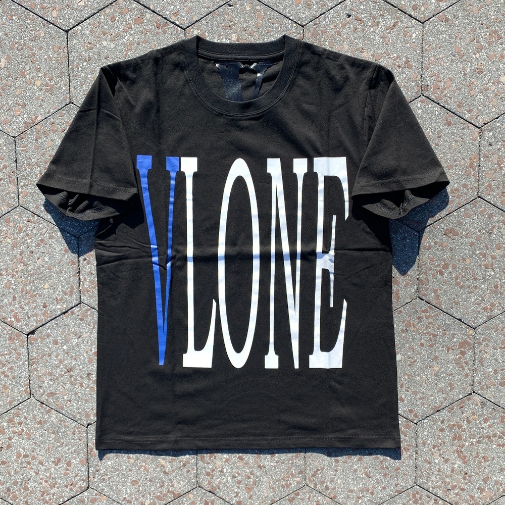Vlone Staple Blue on Black Tee